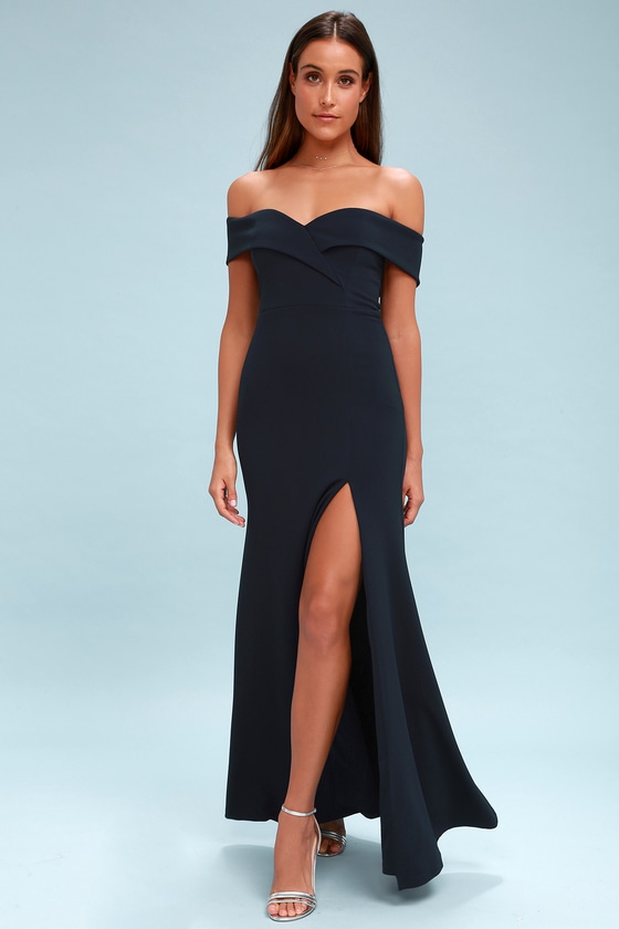 Lovely Navy Blue Maxi Dress - Off-the ...